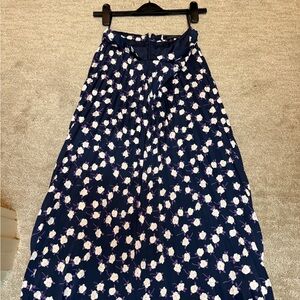 J. Crew Navy Blue Floral Maxi Skirt